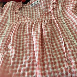 Wish Pink and White Gingham Girls' Sleeveless Top